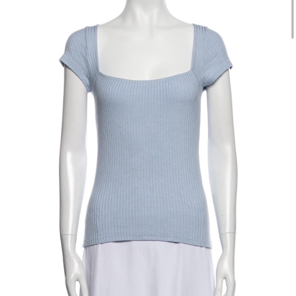 Light Blue Ribbed Women's Top
